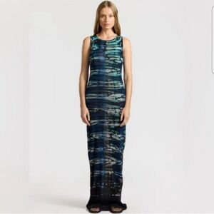 Cotton Citizen maxi Dress In Limited Dip Dye, Black Blue Dip Dye